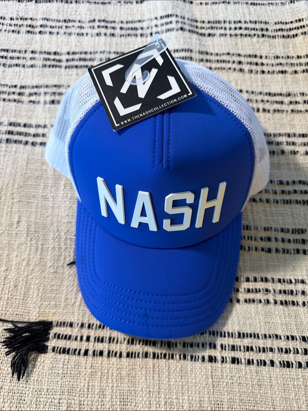 NASH Logo Trucker Hat in Blue and White